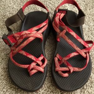Strappy Red and Brown Chacos